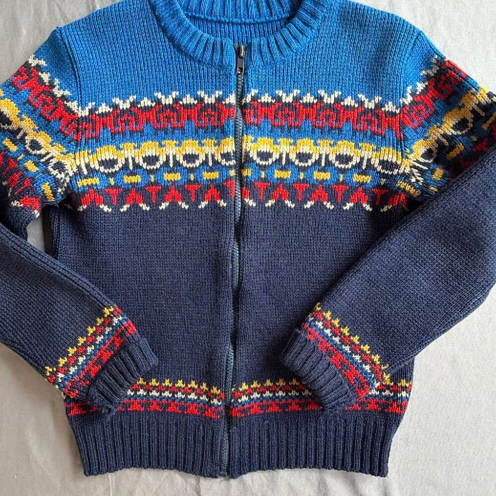 Vintage Fair Isle Nordic Sweater Kids Unisex 14-16
